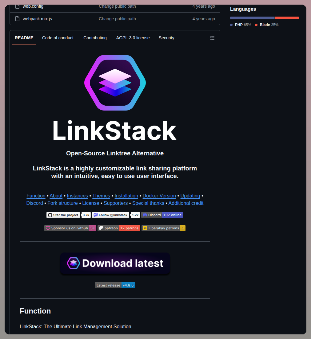 Kendi Kendine Barındırılan Linktree Alternatifi screenshot