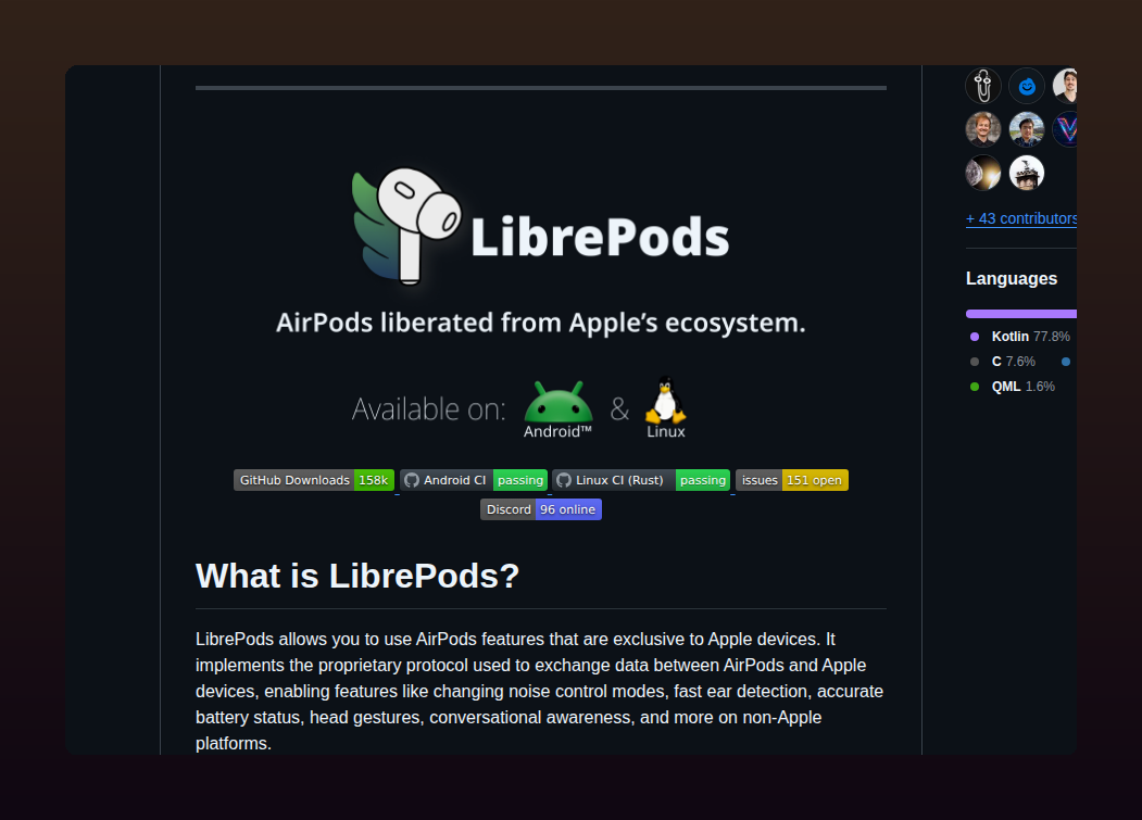 Android ve Linux İçin AirPods Özellikleri ekran görüntüsü